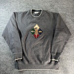 MG Sport Sweatshirt Mens Large Gray Fleece Crew Neck Pullover Embroidered Crest